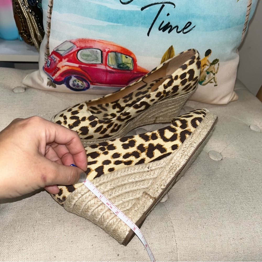 J.Crew Women'S Seville Brown/Beige Leopard Canvas Espadrille Wedges Shoes - Picture 8 of 12